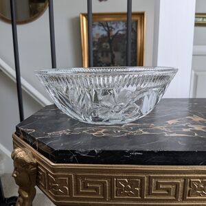 VTG Pressed Glass Floral and Leaf Pattern Serving Bowl, EAPG, Large Punch Bowl